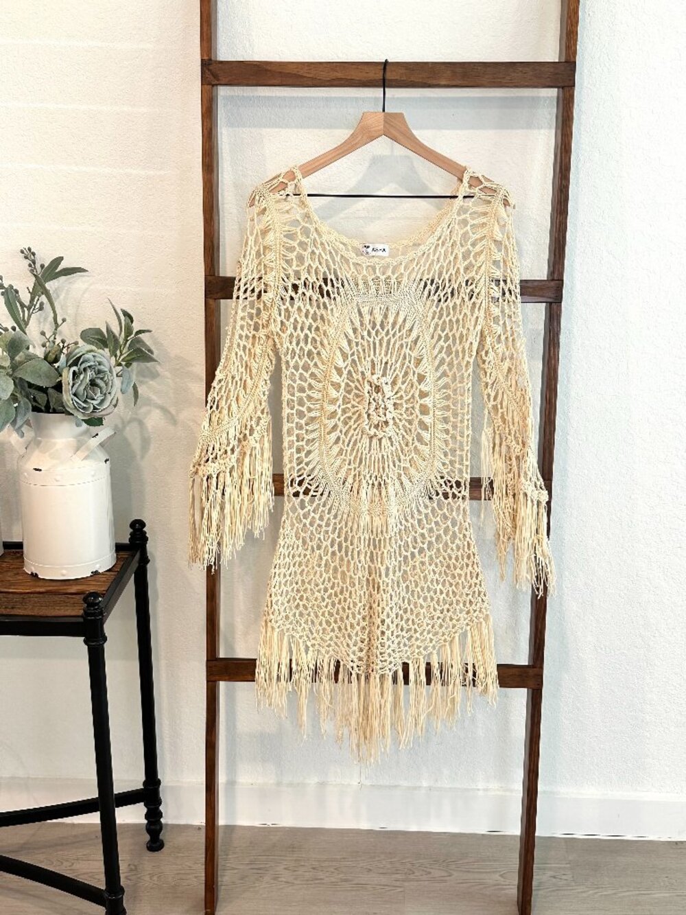Asha White Crochet Swim Cover Up Dress Women’s Resort Beach Vacation - Picture 2 of 9
